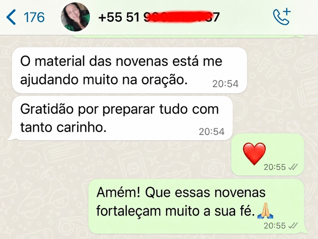 Depoimento sobre o carinho e fortalecimento da fé através das novenas